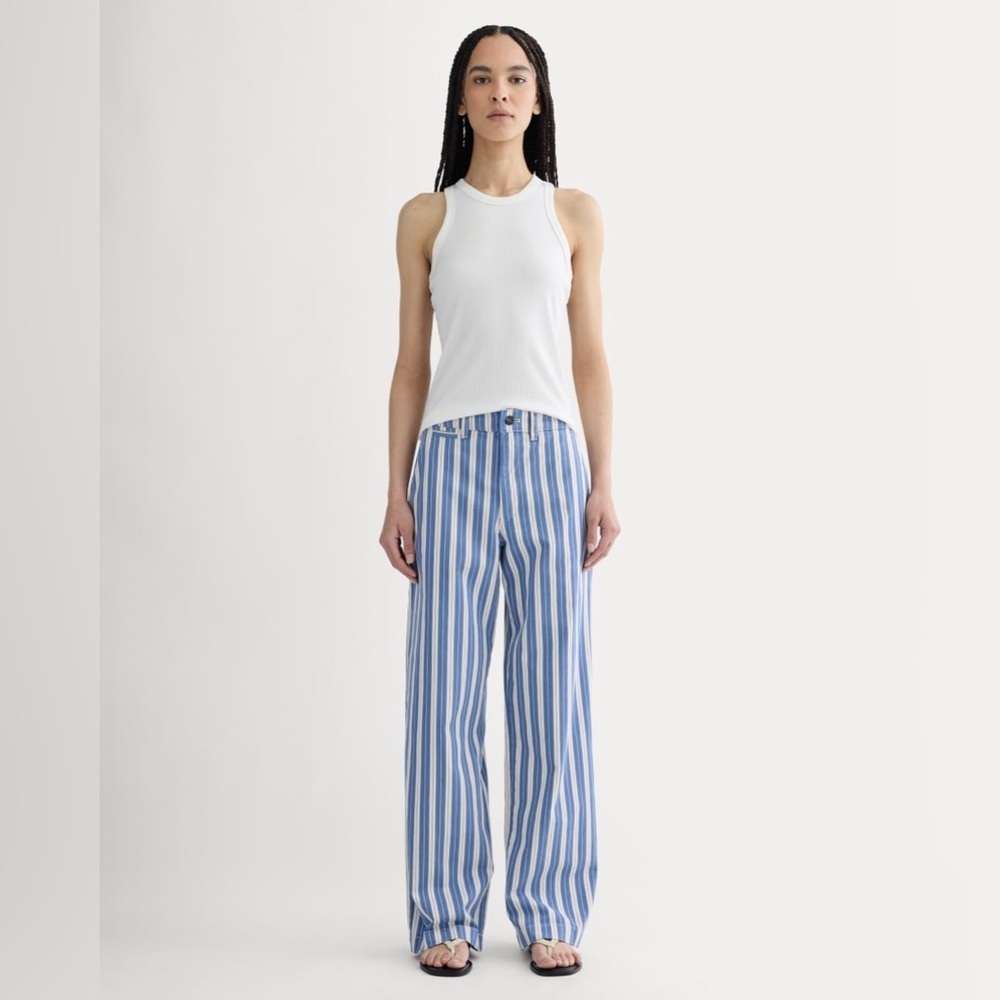 Everlane Wide-Leg Chino Pants Blue White Stripe | Organic Cotton spring summer